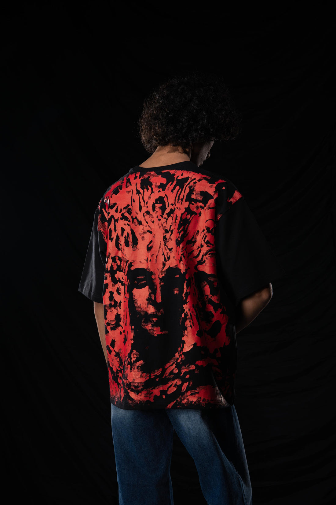 God Complex Black And Red Color Oversized T-shirt