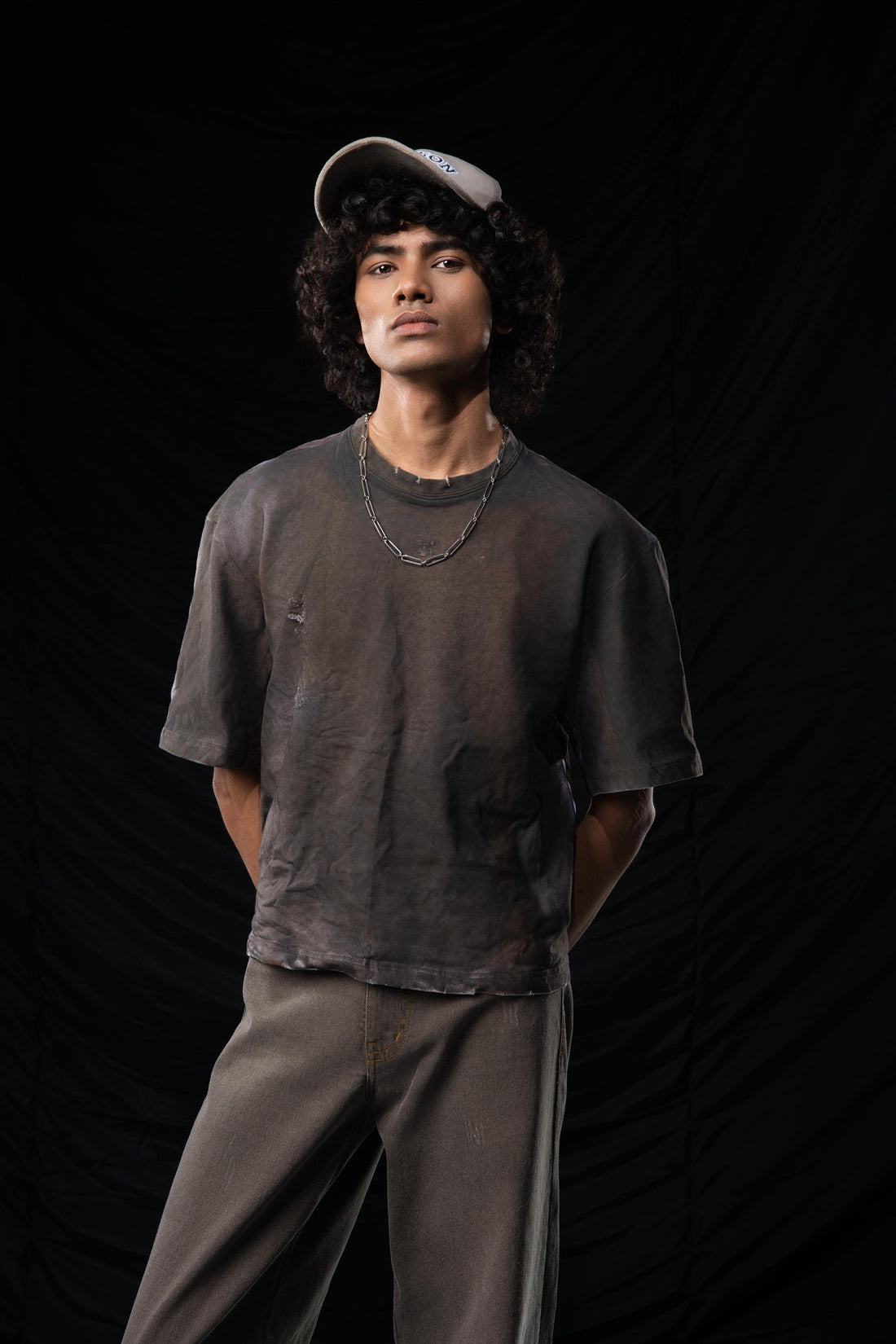 Distressed Cropped Muddy Spray Paint In Black And Brown