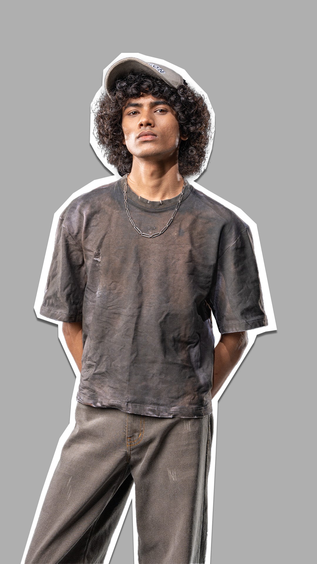 Distressed Cropped Muddy Spray Paint In Black And Brown